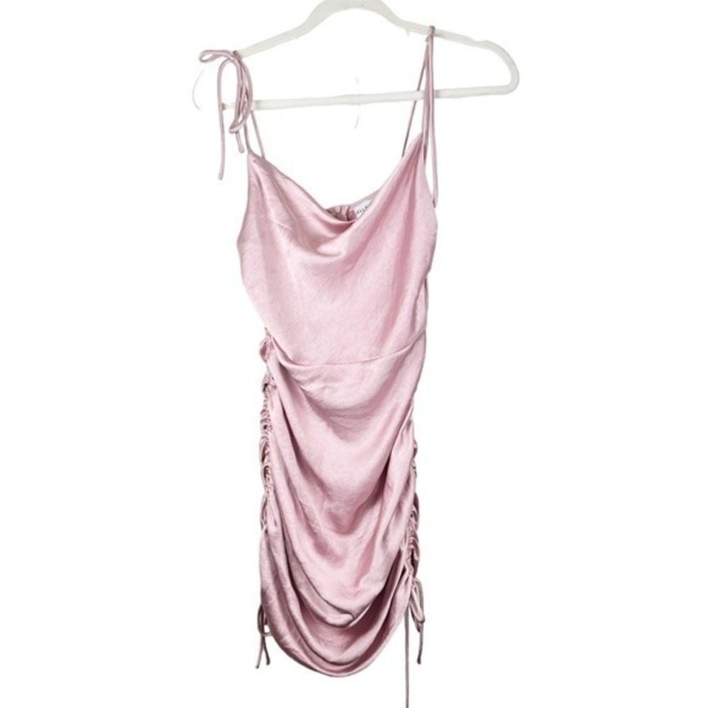 Hello Molly Silky Ruched Dress Pink Size Medium